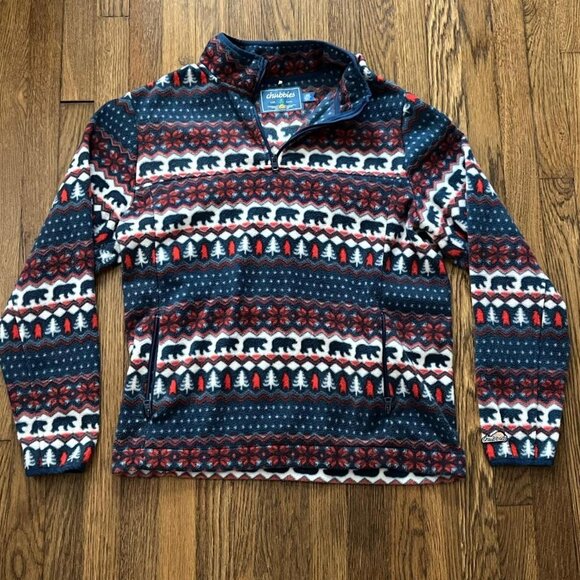 Chubbies Bearly Wild Sweater Holiday Quarter Zip Fleece Pullover Mens Fall Pullo - Picture 1 of 6